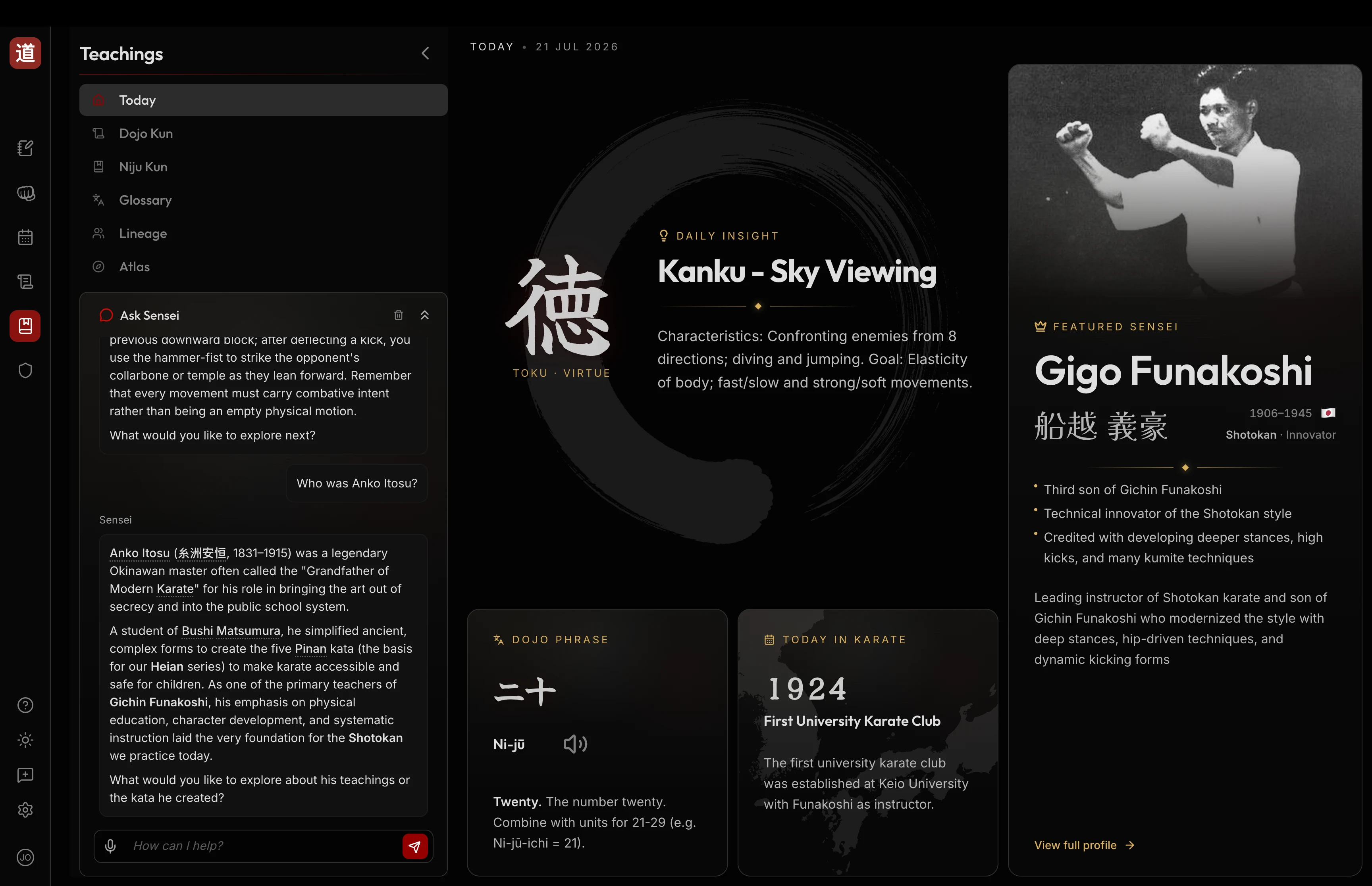 Today in Karate — daily insight and featured sensei